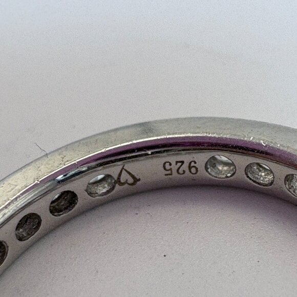 VTG Solid Sterling Silver 925 Cubic Zirconia Pavé Set Statement Ring Size 6.5 - Picture 7 of 9